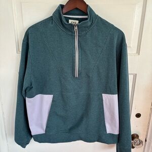 Pact Perfectly Lightweight Quarter Zip Sweatshirt in Grape Leaf/Wild Orchid